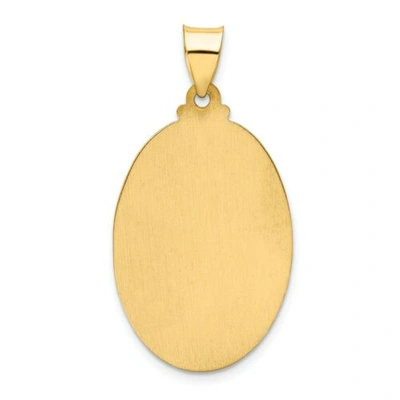 Pre-owned Goldia 14k Yellow Gold Satin & Polished St. Christopher Protect Us Medal Oval Pendant