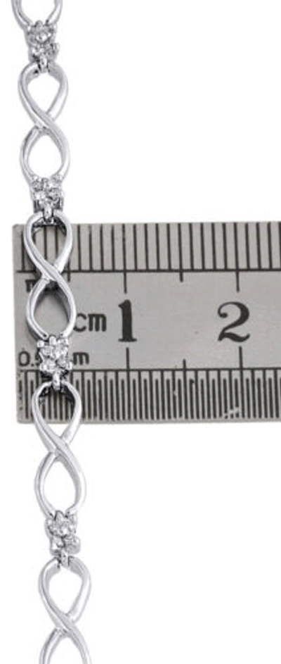 Pre-owned Jfl Diamonds & Timepieces 10k White Gold Real Round Diamond Infinity Frame Statement Bracelet 7" | 1/4 Ct