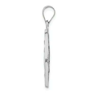 Pre-owned Goldia 14k White Gold Satin & Polished Blessed Virgin Mary Miraculous Medal Pendant