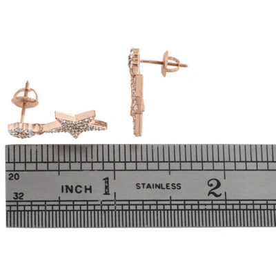 Pre-owned Jfl Diamonds & Timepieces 10k Rose Gold Diamond Star Danglers Drop Unisex Earrings Flower Studs 1.32 Ct. In White