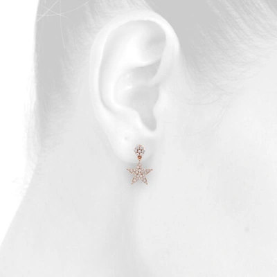 Pre-owned Jfl Diamonds & Timepieces 10k Rose Gold Diamond Star Danglers Drop Unisex Earrings Flower Studs 1.32 Ct. In White