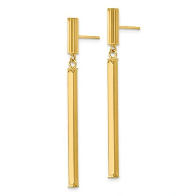 Pre-owned Goldia Italian 14k Yellow Gold Polished 3mm Fancy Bar Squared Post Dangler Earrings