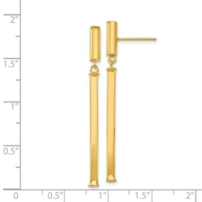 Pre-owned Goldia Italian 14k Yellow Gold Polished 3mm Fancy Bar Squared Post Dangler Earrings