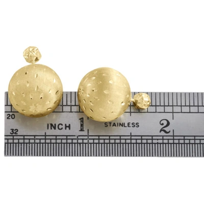 Pre-owned Jfl Diamonds & Timepieces Genuine 14k Yellow Gold 5mm Linen Mirror Diamond Cut Textur Ball Stud Earrings
