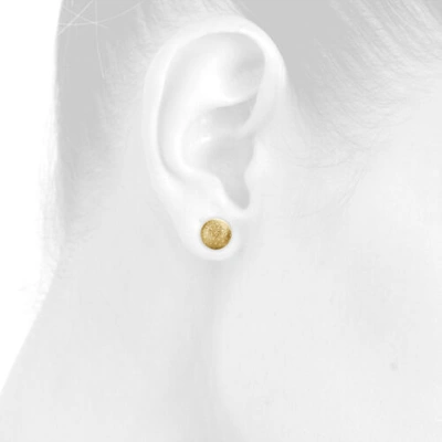 Pre-owned Jfl Diamonds & Timepieces Genuine 14k Yellow Gold 5mm Linen Mirror Diamond Cut Textur Ball Stud Earrings