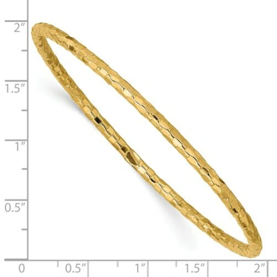 Pre-owned Pricerock 14k Yellow Gold Polished Textured Hollow 3mm Tube Slip On Bangle Italian Gold