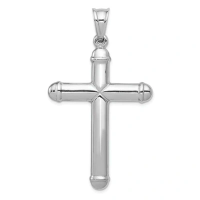 Pre-owned Goldia 14k White Gold Solid Polished Reversible Hollow Crucifix/cross Pendant