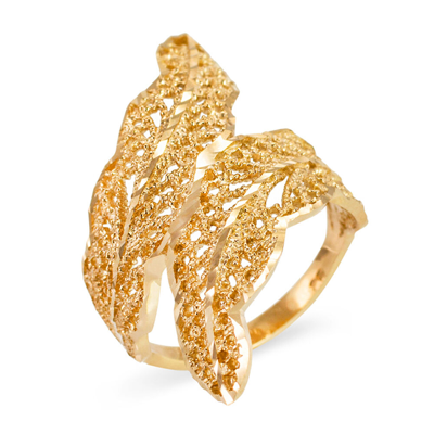 Pre-owned Claddagh Gold 14k Yellow Gold Diamond Cut Filigree Laurel Wreath Leaf Ring