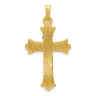 Pre-owned Goldia 14k Yellow & White Gold Polished Claddagh Cross Christianity Religious Pendant
