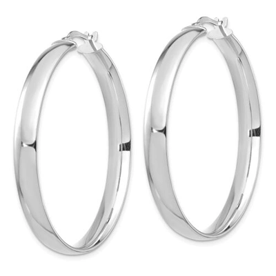 Pre-owned Accessories & Jewelry Italian 14k White Gold High Polished 5mm Large Hinged Hoop Earrings