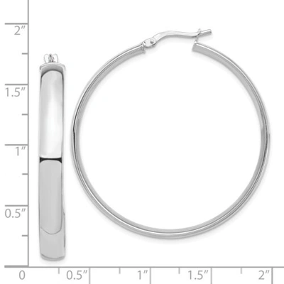 Pre-owned Accessories & Jewelry Italian 14k White Gold High Polished 5mm Large Hinged Hoop Earrings