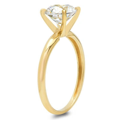 Pre-owned Pucci 2.5ct Round Gift Statement Bridal Classic Ring 14k Yellow Gold Lab Moissanite In White/colorless