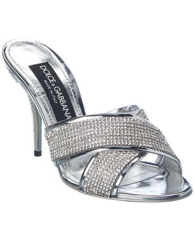 Shop Dolce & Gabbana Crystal Mesh Sandal In Silver
