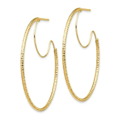 Pre-owned Accessories & Jewelry Italian 14k Yellow Gold Diamond Cut 1.5mm X 40mm Polish Wire Hoop Earrings