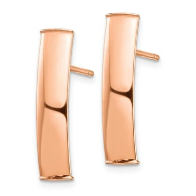 Pre-owned Accessories & Jewelry Italian 14k Rose Gold High Polish Small 22mm Curved Bar Post Dangler Earrings