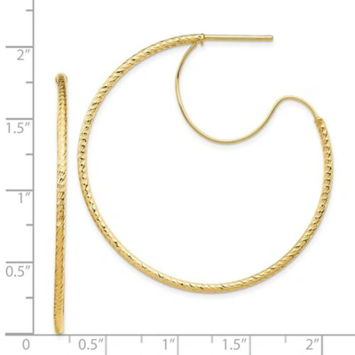 Pre-owned Accessories & Jewelry Italian 14k Yellow Gold Diamond Cut 1.5mm X 40mm Polish Wire Hoop Earrings