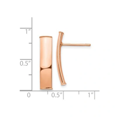 Pre-owned Accessories & Jewelry Italian 14k Rose Gold High Polish Small 22mm Curved Bar Post Dangler Earrings