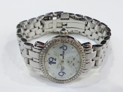 Pre-owned Sartego Women's Diamond Collection White Dial Swiss Quartz Watch Sdwt060s