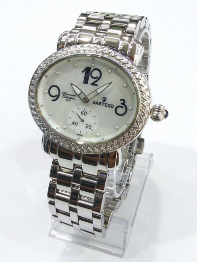 Pre-owned Sartego Women's Diamond Collection White Dial Swiss Quartz Watch Sdwt060s