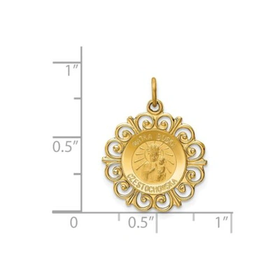 Pre-owned Goldia 14k Yellow Gold Solid & Satin Small Reversible Frame Matka Boska Medal Charm