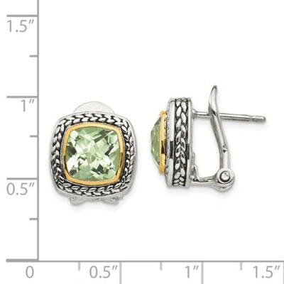 Pre-owned Shey Couture Green Quartz Post Earrings .925 Sterling Silver & 14k Gold Accent