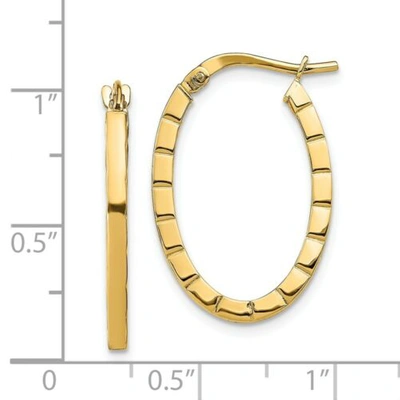 Pre-owned Accessories & Jewelry Italian 14k Yellow Gold 2mm X 17mm Small Striped Edge Hinged Hoop Earrings