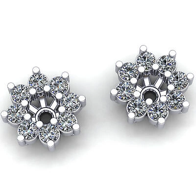 Pre-owned Jewelwesell Genuine 2ctw Round Cut Diamond Ladies Fancy Jacket Earrings 14k Gold In H
