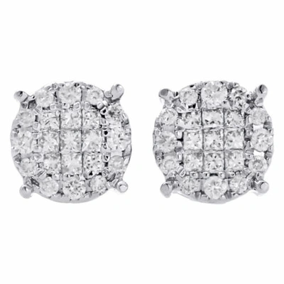 Pre-owned Jfl Diamonds & Timepieces 14k White Gold Princess Diamond Soleil Collection Circle Stud Earrings 0.50 Ct.