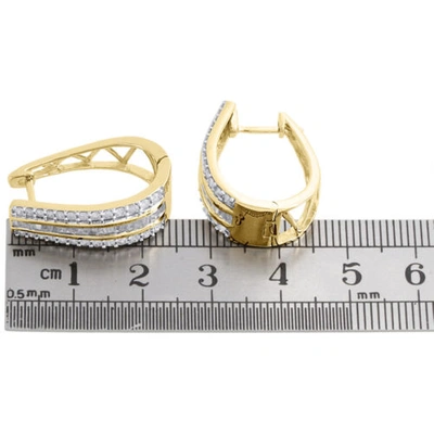Pre-owned Jfl Diamonds & Timepieces 10k Yellow Gold Baguette Diamond Huggie Ladies Oval Hoop Earrings 1.00" 1.50 Ct. In White