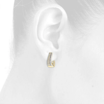 Pre-owned Jfl Diamonds & Timepieces 10k Yellow Gold Baguette Diamond Huggie Ladies Oval Hoop Earrings 1.00" 1.50 Ct. In White