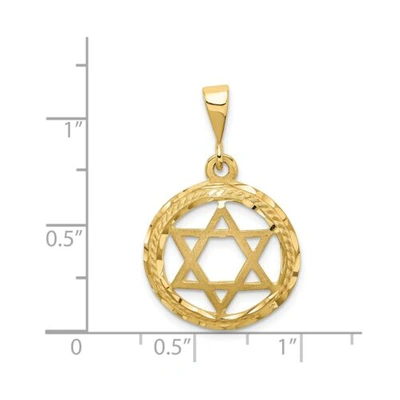 Pre-owned Goldia 14k Yellow Gold Solid & Diamond Cut Star Of David In Circle Frame Charm