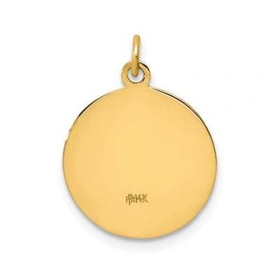 Pre-owned Pricerock 14k Yellow Gold Solid & Satin Finish Small Jesus Mary Joseph Medal Disc Charm