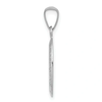 Pre-owned Goldia 14k White Gold Satin & Polished St. Christopher Protect Us Medal Oval Pendant