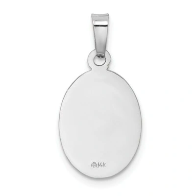 Pre-owned Goldia 14k White Gold Satin & Polished St. Christopher Protect Us Medal Oval Pendant