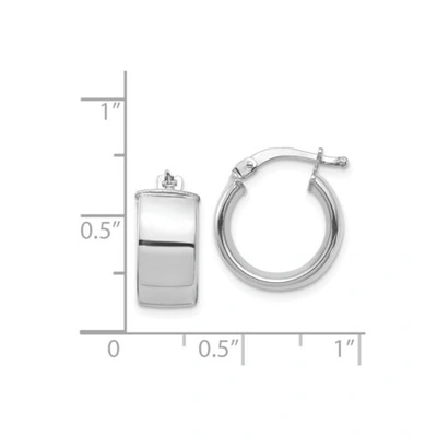 Pre-owned Accessories & Jewelry Italian 14k White Gold High Polished 7mm X 15mm Mini Wide Hoop Earrings