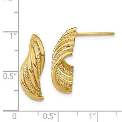 Pre-owned Accessories & Jewelry Italian 14k Yellow Gold 21mm X 8mm Polished & D/c Wire Curves Dangle Earrings