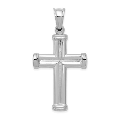 Pre-owned Goldia Men's Ladies 14k White Gold Polish Hollow Crucifix Cross Religious Charm Pendant In Yellow