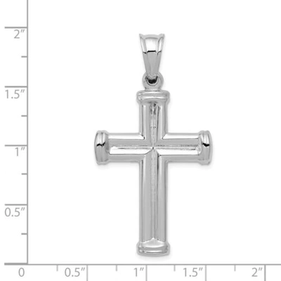 Pre-owned Goldia Men's Ladies 14k White Gold Polish Hollow Crucifix Cross Religious Charm Pendant In Yellow