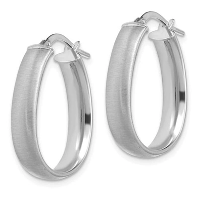 Pre-owned Accessories & Jewelry Italian 14k White Gold Small 4.85mm X 23mm Satin Finish Teardrop Hoop Earrings