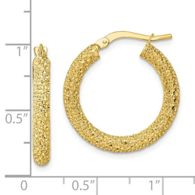 Pre-owned Accessories & Jewelry Italian 14k Yellow Gold Shimmering 3mm X 15mm Small Diamond Cut Hoop Earrings