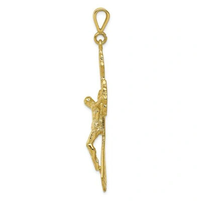 Pre-owned Goldia 10k Yellow Gold Solid & Textured Designer Cross / Crucifix Charm