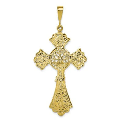 Pre-owned Goldia 10k Yellow Gold Solid & Textured Designer Cross / Crucifix Charm