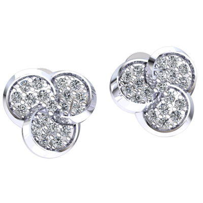 Pre-owned Jewelwesell Natural 0.55carat Round Diamond Ladies Trinity Knot Cluster Earrings 10k Gold In J