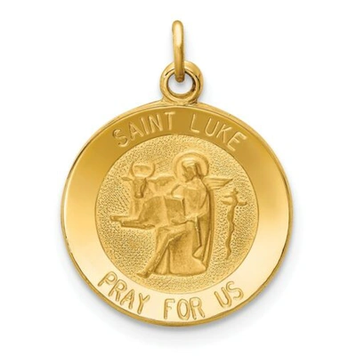 GOLDIA Pre-owned 14k Yellow Gold Polished Saint Luke "pray For Us" Religious Medal Charm