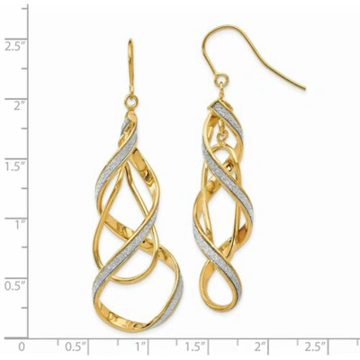 Pre-owned Versil 14k Yellow Gold 15mm Glitter Infused Spiral Braided Dangle Earrings Italian Gold