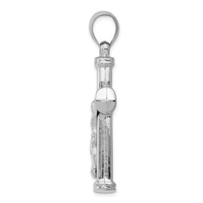 Pre-owned Goldia 14k White Gold Solid Polished Reversible Hollow Crucifix/cross Pendant
