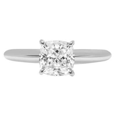 Pre-owned Pucci 0.9ct Cushion Cut Simulated Solitaire Statement Promise Ring 14k White Gold In D