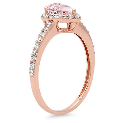 Pre-owned Pucci 1.22 Ct Pear Pink Simulated Promise Bridal Wedding Designer Ring 14k Rose Gold