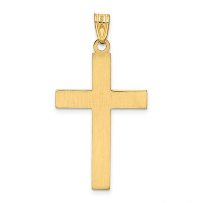 Pre-owned Goldia Unisex 14k Yellow Gold Polish Engraveable Crucifix Cross Religious Charm Pendant