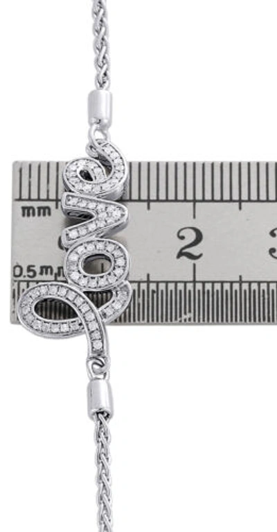 Pre-owned Jfl Diamonds & Timepieces Real Diamond Love Statement Bolo Bracelet Sterling Silver 11" Wheat Chain 1/4 Ct In White